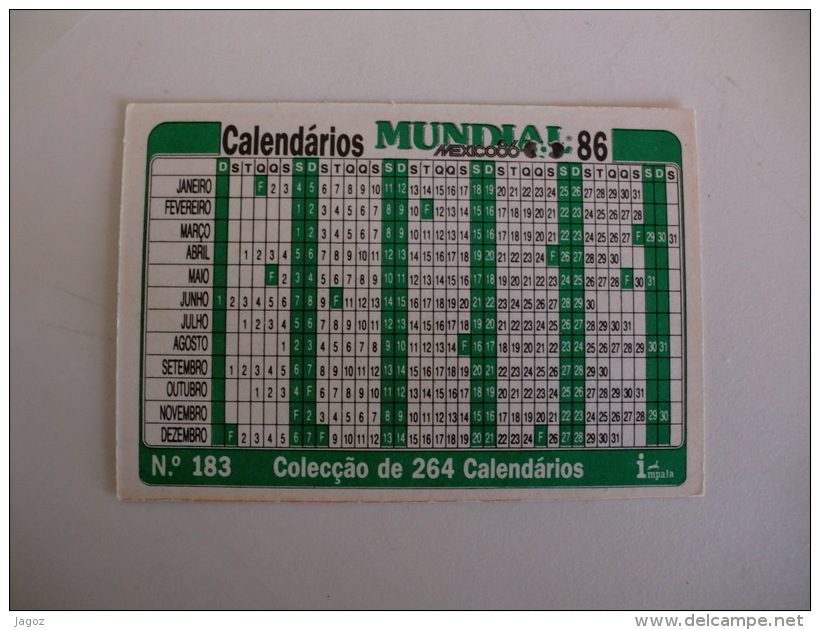 Football Futebol World Cup México 86 Scotland Paul McStay And Jim Bett Portugal Portuguese Pocket Calendar 1986 - Petit Format : 1981-90