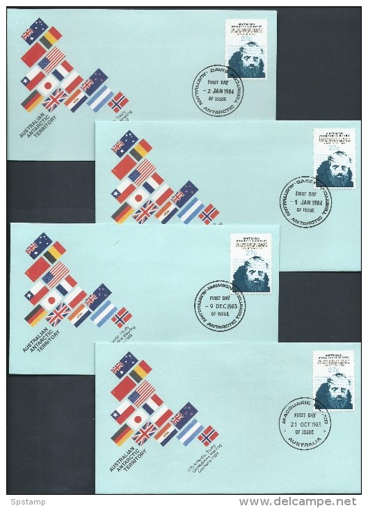 Australian Antarctic Territory 1983 Treaty 4 Base FDC Set Official Unaddressed - FDC