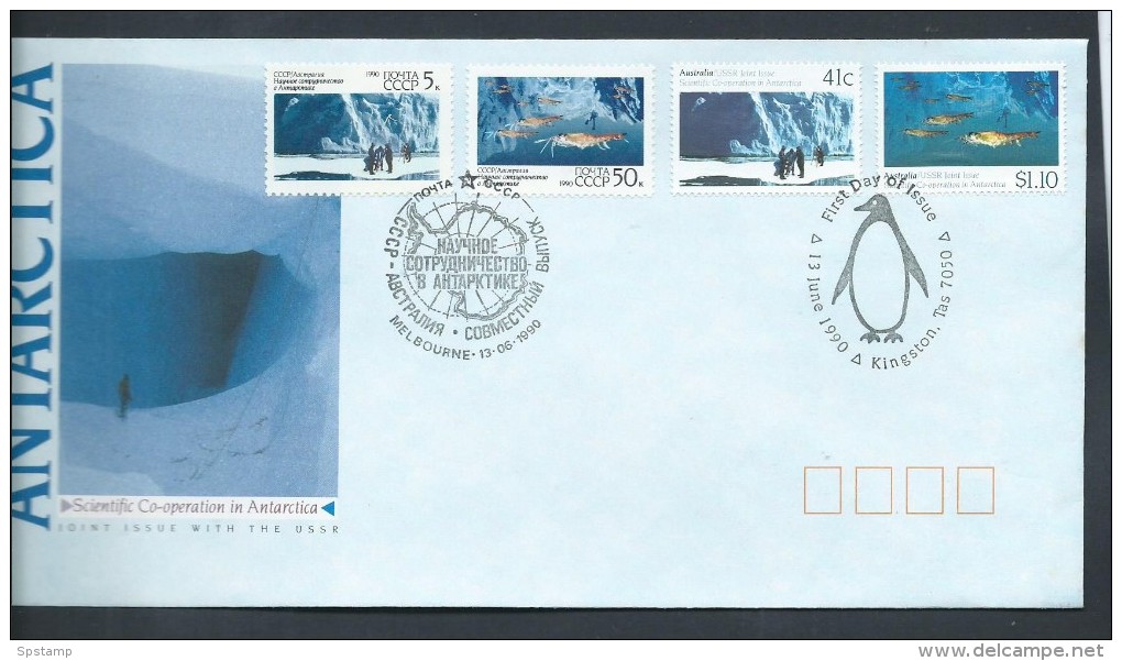 Australia Antarctic 1990 Russia Science Cooperation Joint Issue Both Sets Of 2 On Special Cover - Other & Unclassified
