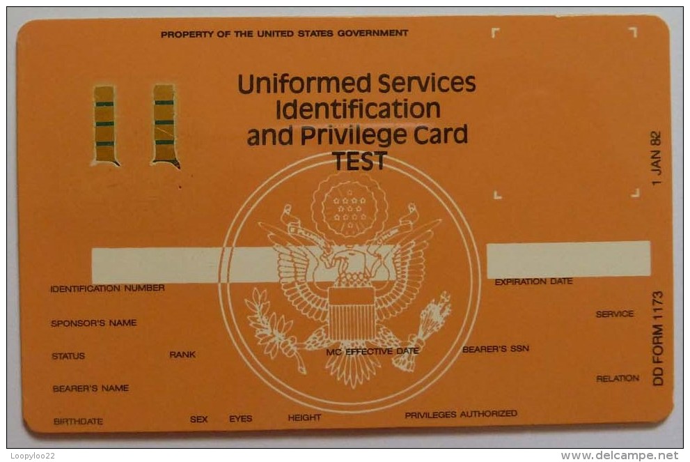 USA - Philips - Armed Forces - Trial - Uniformed Services Identification And Priviledge Card Test - RARE - [2] Chip Cards