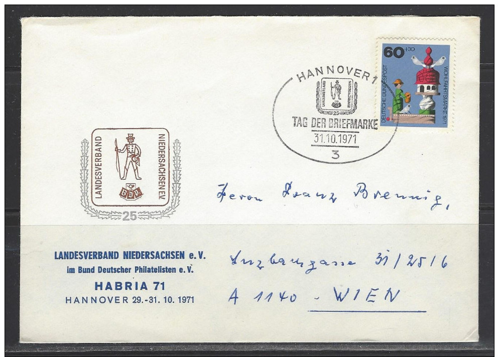 BUND Beleg Sonderstempel Tag Der Briefmarke 31.10.1971 Hannover - Tag Der Briefmarke