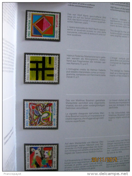 Suisse: Série Complète 1991 (carnet Explicatif) - Oblitérés