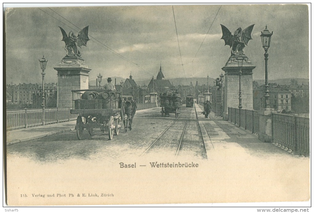 Basel Wettsteinbrüche Schöne Stimmung E. Link Mit Pferdekutschen Um 1900 - Basel