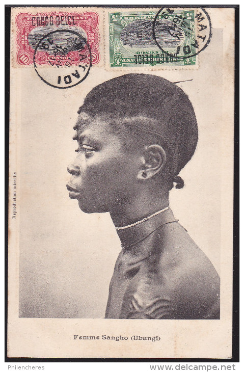 CPA - (Congo) Congo Belge - Femme Sangho (Ubangi) (oblitérée Matadi 1909) - Belgisch-Kongo