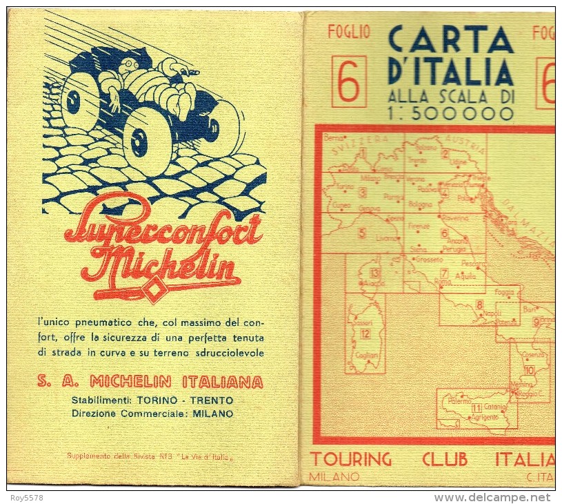 Ravenna Riccione Pesaro Ancona Ps.giorgio Carta Geografica Michelin (vedi Retro) - Landkarten