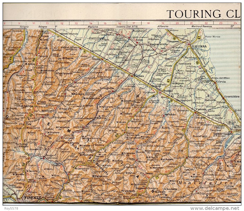 Ravenna Riccione Pesaro Ancona Ps.giorgio Carta Geografica Michelin (vedi Retro) - Carte Geografiche