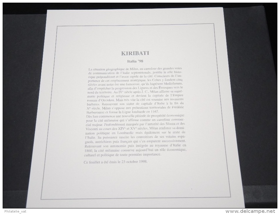 KIRIBATI -  Bloc Luxe Avec Texte Explicatif - Belle Qualité - À Voir -  N° 11607 - Kiribati (1979-...)