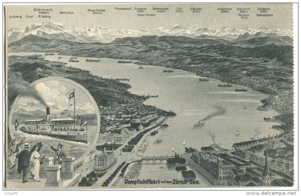 Dampfschifffahrt Auf Dem Zürich-See Rundfahrt-Schiff Um 1908 - Zürich
