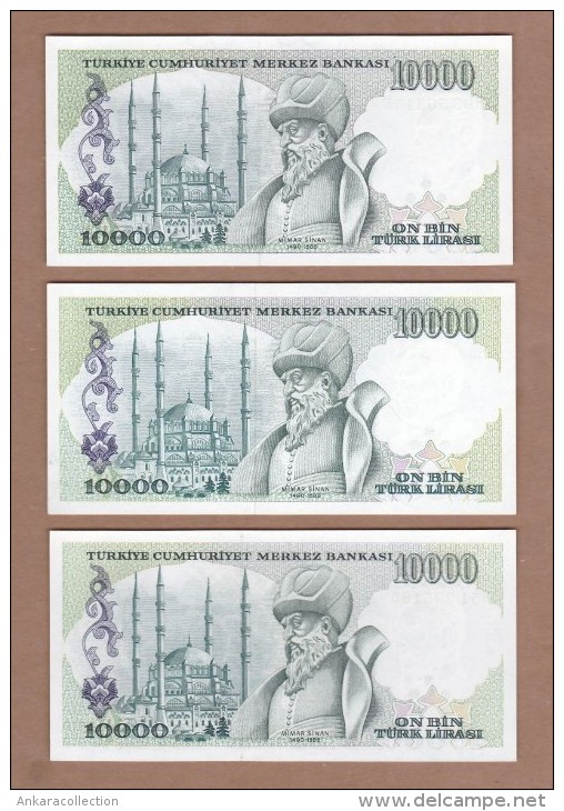 AC - TURKEY 7th EMISSION 10 000 TL H 03 & 31 & 51 THREE DIFFERENT WATERMARKS UNC - Türkei