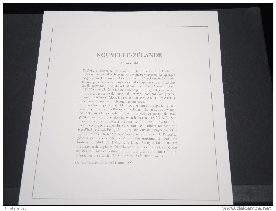 NOUVELLE ZELANDE - Bloc Luxe Avec Texte Explicatif - Belle Qualité - À Voir -  N° 11650 - Blocks & Sheetlets
