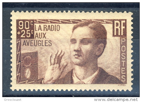 Francia 1938 N. 418 C. 90+25 Pro Radio Ai Ciechi MNH GO Catalogo € 20 - Nuovi