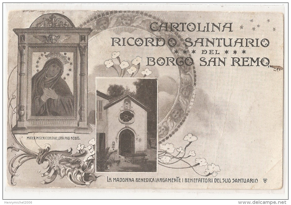 Italie - Italia - Italy - Liguria - San Remo Ricordo Santuaro Del Borgo La Madonna Benedica Timbre Taxe 1909 - San Remo