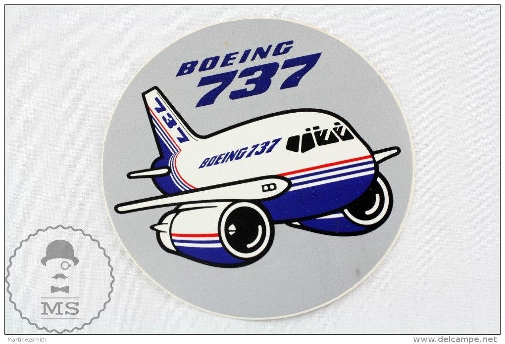 Collectible Round Sticker - Boeing 737 Airplane/ Airship - Autocollants