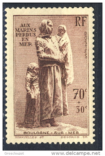 Francia 1939 N. 447 C. 70+30 Monumento Ai Marinai Dispersi MNH GO Catalogo € 35 - Neufs