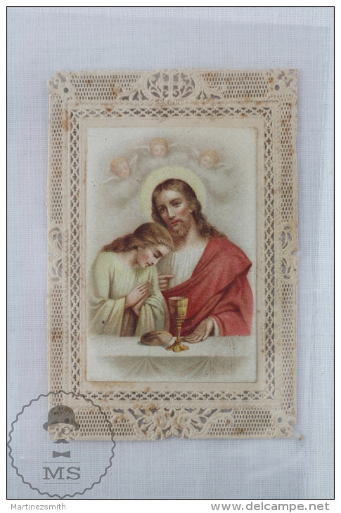 Antique Die Cut Holy Card Of Jesus Christ - Holy Lace - Santini