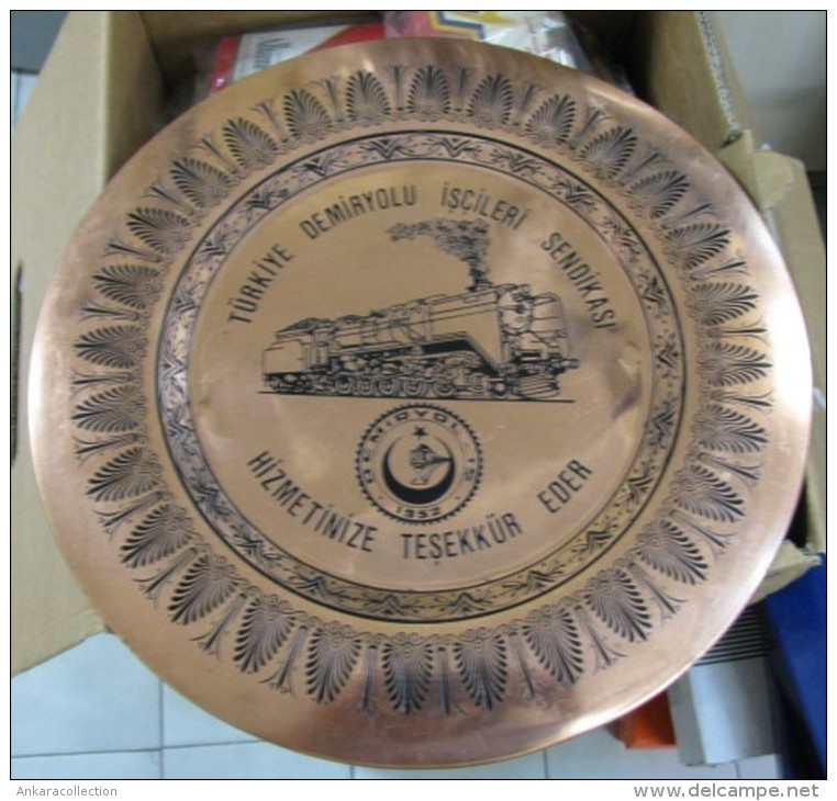 AC- UNION OF TURKISH STATE RAILWAYS WORKERS - THANK YOU FOR YOUR SERVICES COPPER PLATE - Eisenbahnverkehr