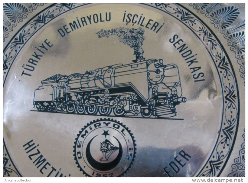 AC- UNION OF TURKISH STATE RAILWAYS WORKERS - THANK YOU FOR YOUR SERVICES COPPER PLATE - Spoorweg