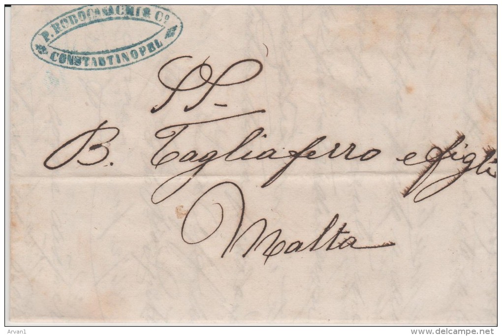 Turkey EL 1853 Burgas - Constantinople - Malta - ...-1858 Prephilately