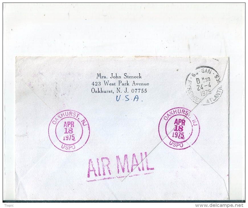 Enveloppe  -  Cachet  Au  Depart   D ' OAKHURST   (  U.S.A.  )   à  Destination  De   GAN  ( 64 )   Air  Mail - Autres - Amérique