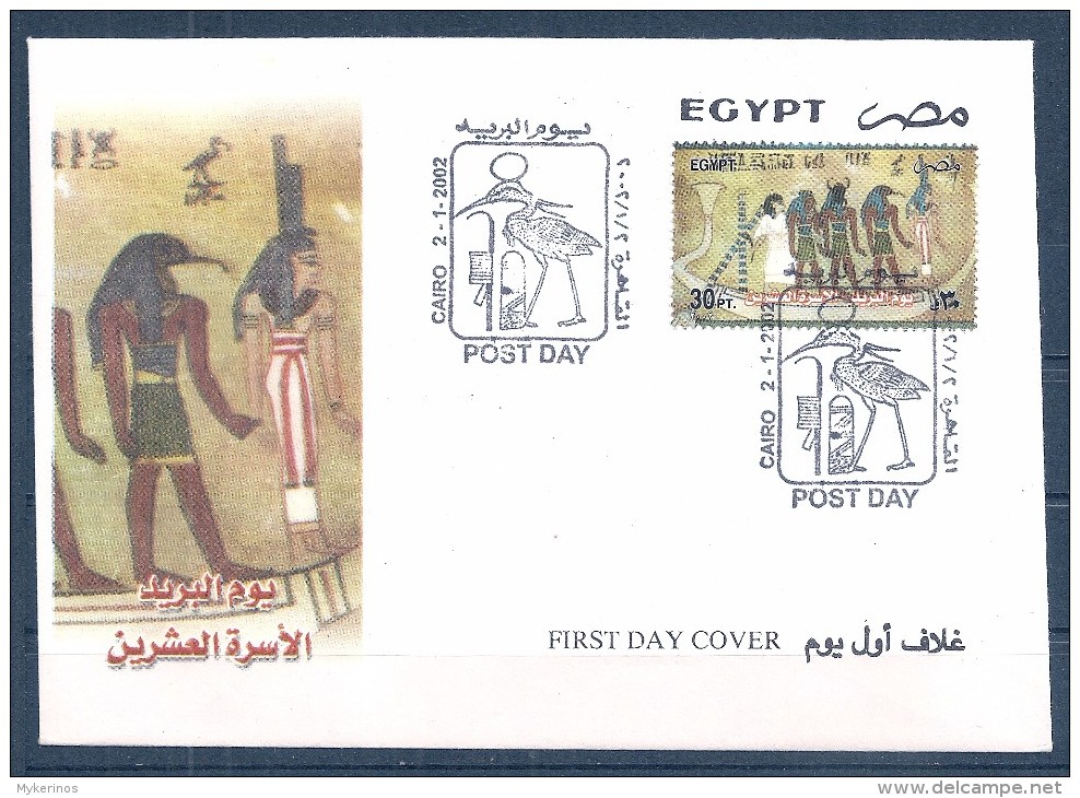 Egypte - 2002 -  Enveloppe 1e Jour - Journée De La Poste - Motifs Pharaons 20e Dynastie - Y&T #1719 - Egyptologie