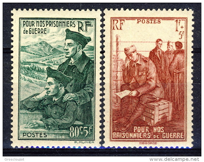 Francia 1941 Serie N. 474-475 Pro Prigionieri Di Guerra MNH GO Catalogo € 4,15 - Ungebraucht