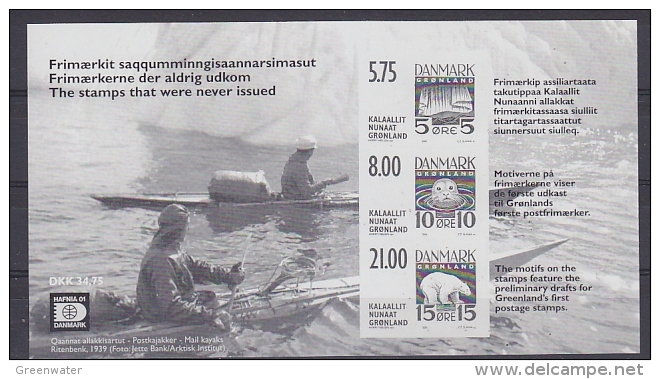 Greenland 2001 Unissued Stamps M/s IMPERFORATED Blackprint ** Mnh (27569) - Blocks & Sheetlets