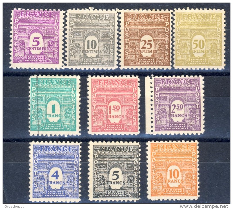 Francia 1944 Serie N. 620-629 Arco Di Trionfo 1a Serie MNH GO Catalogo € 40 - Nuovi