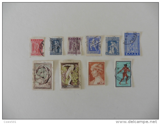 Grèce : 10 Timbres Oblitérés - Collections