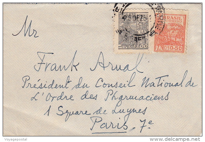 Lettre Brésil Pour La France 1951 - Brieven En Documenten