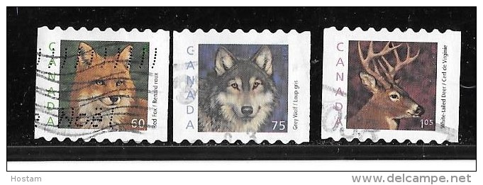 CANADA, 2000,  USED, # 1879-80-1. Red Fox, Wolfe, Deer Used - Coil Stamps