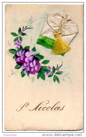 BONNET De Saint NICOLAS, Tissu, Pompon Et Fleurs Peintes. - Nikolaus