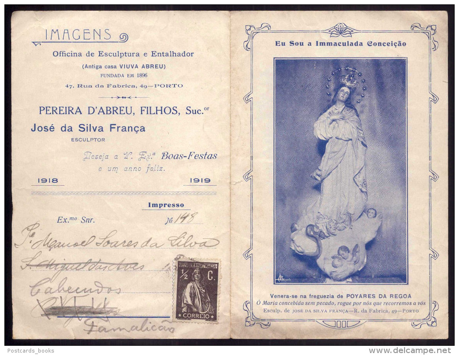 Immaculada Conceição Venera Em POYARES Da REGOA (Poiares Da Regua - Vila Real). Folheto Publicidade 1918 - Vila Real