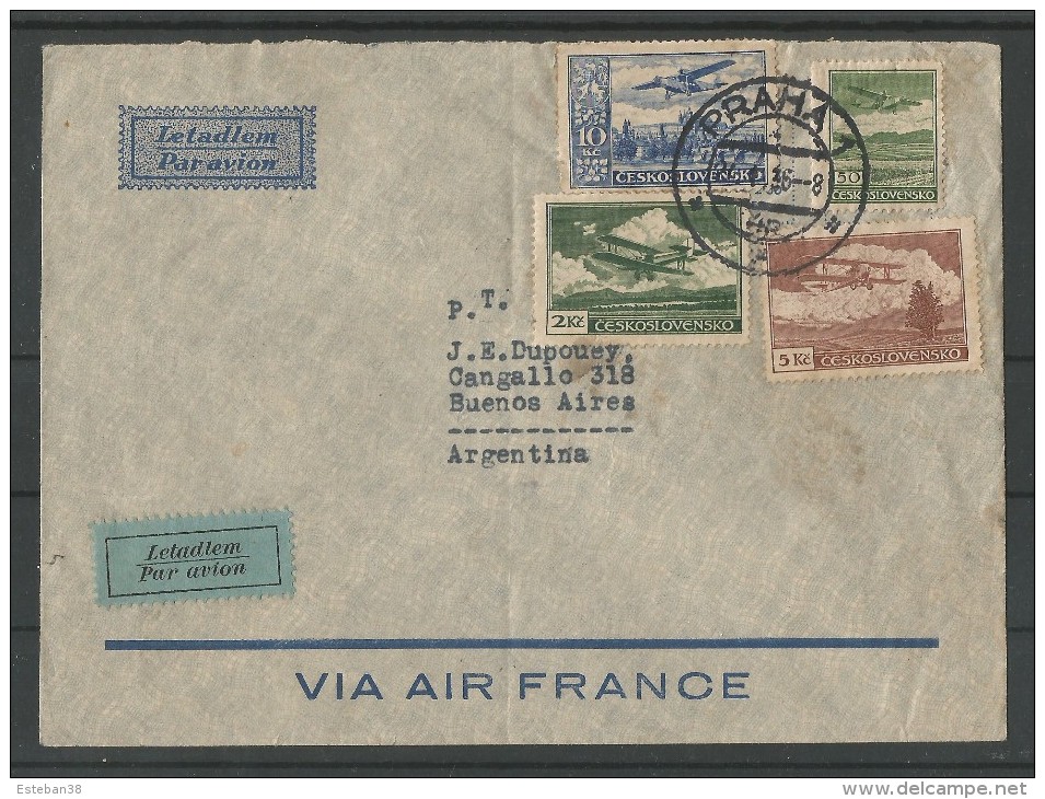 Cover Praha Sent To Buenos Aires - Briefe