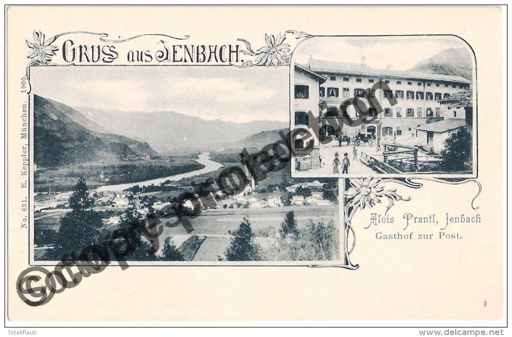 Gruß Aus JENBACH Kr Schwaz Gasthof Zur Post Inh Alois Prantl Jugendstil Vor 1905 Ungeteilte Adressrückseite - Schwaz