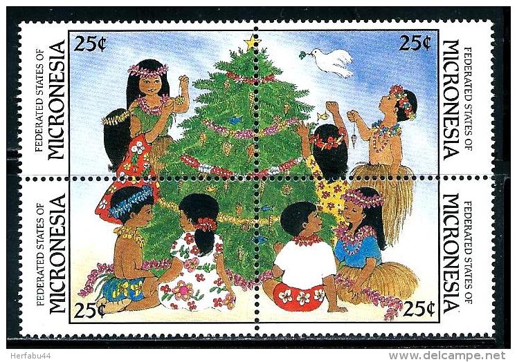 Micronesia      "Christmas 1988"       Block Of 4       SC#  67-70a     MNH** - Micronesia