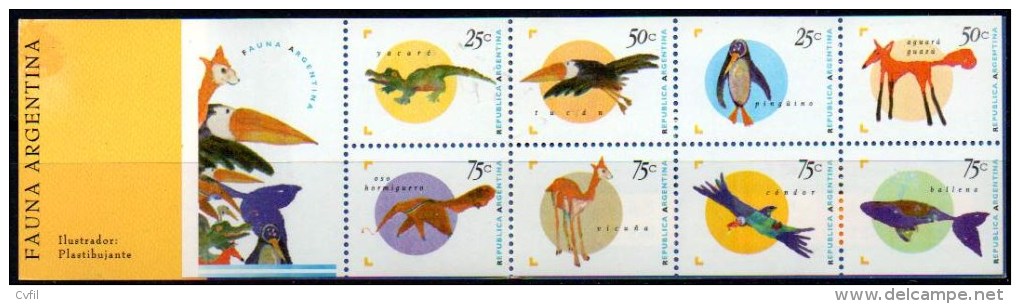 ARGENTINA 1995 - Complete Booklet With 8 Different Fauna Stamps (pane Of 8) - Neufs