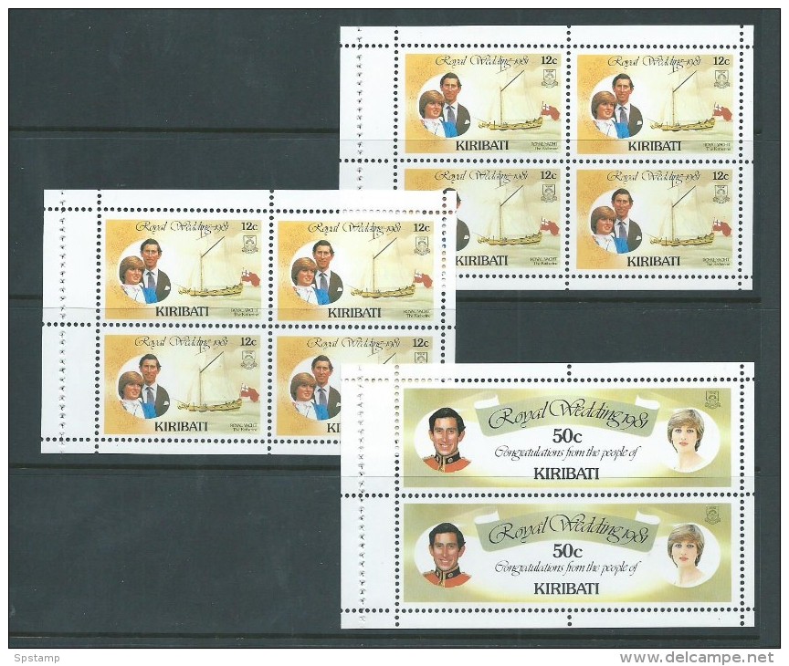 Kiribati 1981 Charles & Di Royal Wedding 3 Booklet Panes MNH - Kiribati (1979-...)