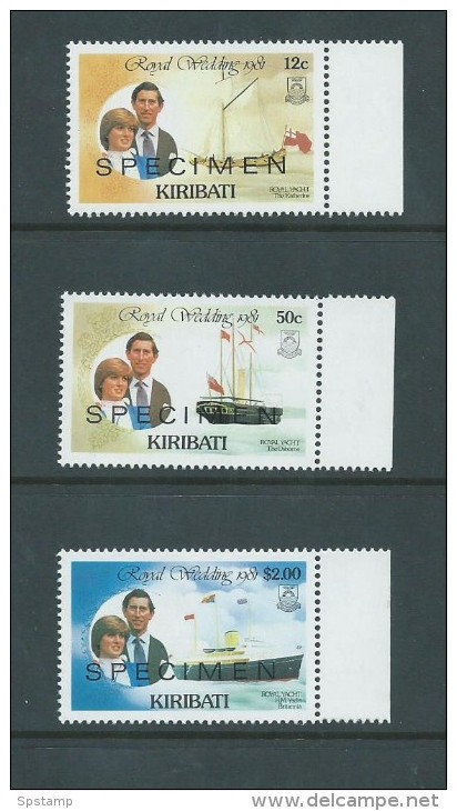 Kiribati 1981 Charles & Di Royal Wedding Part Set 3 Specimen Overprints MNH - Kiribati (1979-...)