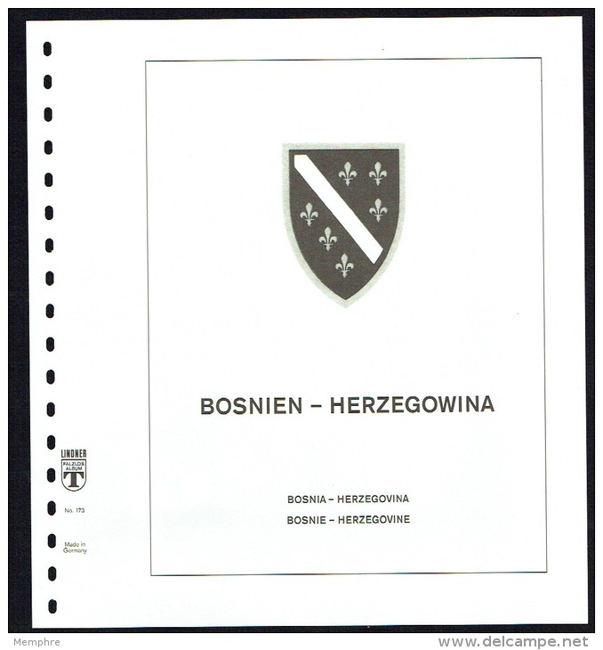 LINDNER-T Hingeless Sheets Bosnia-Herzegovina 1993-8 New In Original Packaging - Shipped From Canada - Pre-printed Pages