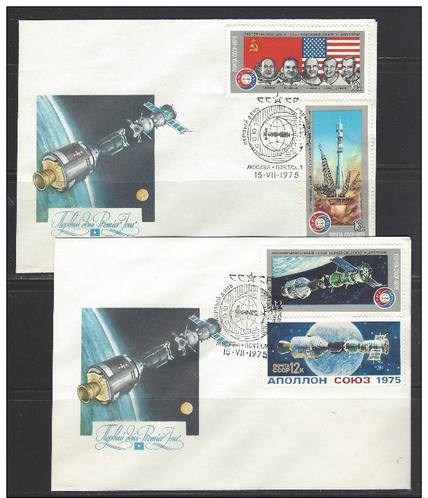 SOWJETUNION - FDC Mi-Nr. 4371 - 4374 Amerikanisch-sowjetisches Raumfahrtunternehmen Apollo-Sojus 2 Belege - FDC