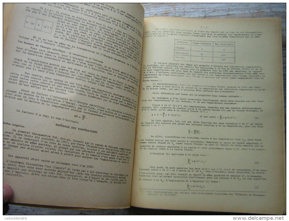 ECOLE CENTRALE DES ARTS ET MANUFACTURES 1 er et 2 me ANNEE D'ETUDES  COURS DE PHYSIQUE INDUSTRIELLE  1947 M VERON PROFE