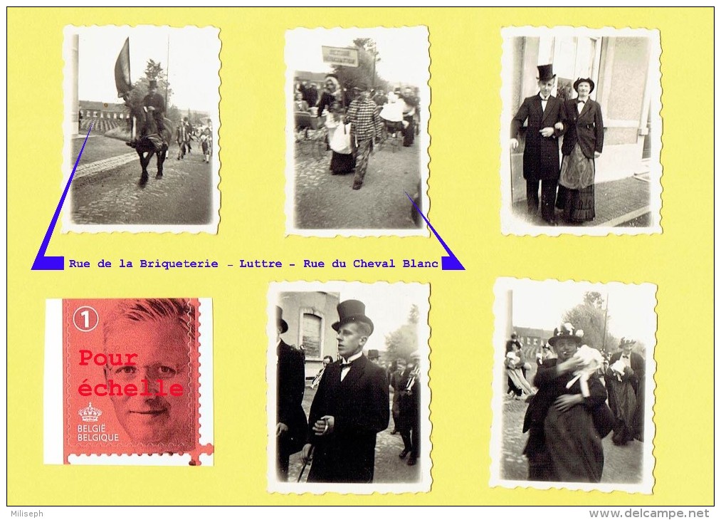 Lot De 5 Mini - Photos - Prises à L´ Occasion Des Festivités Pour Le Retour D´un Déporté De Luttre En Août 1945  (4116) - Oorlog, Militair