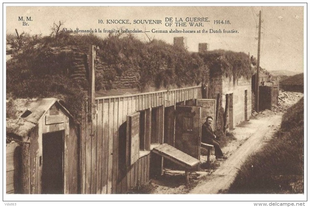 KNOKKE 1919 Abris Allemands Frontière Hollandaise Anime - Douanier Grens Customs Zoll Guerre Mondiale - Douane