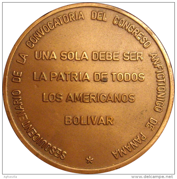 VENEZUELA. MEDALLA OFICIAL SESQUICENTENARIO CONGRESO ANFICTIONICO DE PANAMA. 1.974. COBRE - Royal / Of Nobility