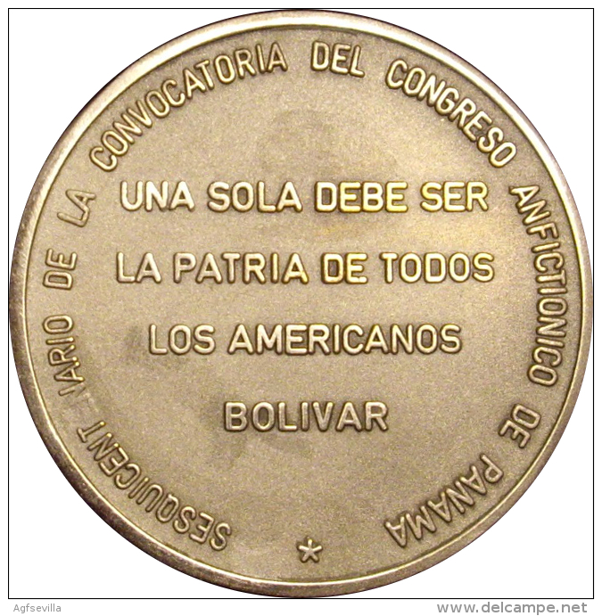 VENEZUELA. MEDALLA OFICIAL SESQUICENTENARIO CONGRESO ANFICTIONICO DE PANAMA. 1.974. PLATEADA - Royaux / De Noblesse