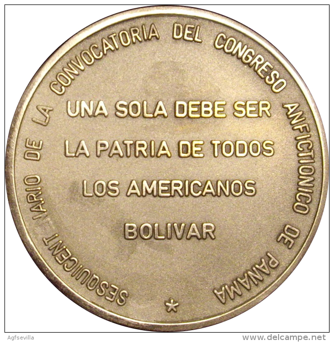 VENEZUELA. MEDALLA OFICIAL SESQUICENTENARIO CONGRESO ANFICTIONICO DE PANAMA. 1.974. PLATEADA - Monarquía / Nobleza