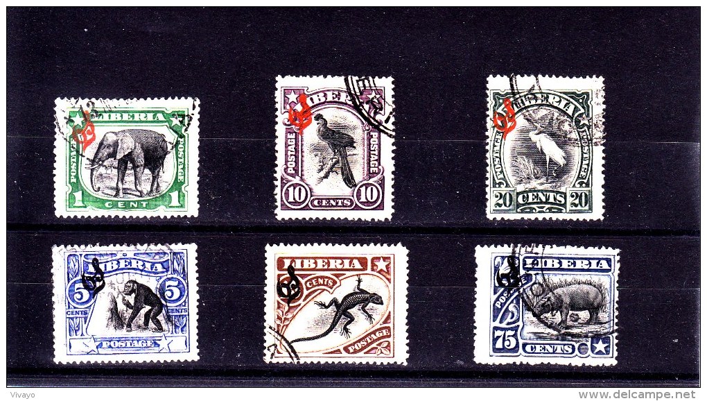 1906 - LIBERIA - O/FINE USED - FAUNA SERVICE - Mi Di 42, 44/7, 51 - Yv Srv 45,47/50,54 - Liberia