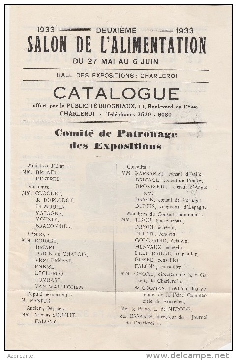 Charleroi ,2 E Salon De L'alimentation , 1933  (publicité Gaston Marchand WAVRE,réchaud) - Alimentaire