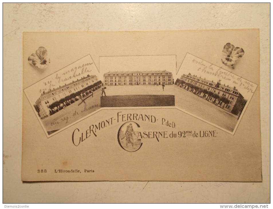 Carte Postale - CLERMONT FERRAND (63) - Caserne Du 92ème De Ligne - Multi Vues (103/120) - Clermont Ferrand