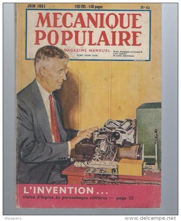 Mécanique Populaire N°61 L'invention - Bateaux De Course En Miniature - La Foudre Sur Votre Dîner De 1951 - Science